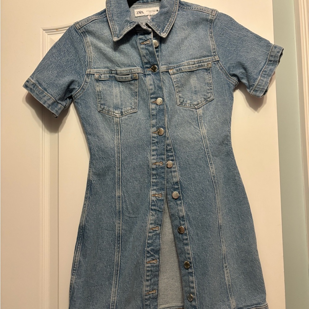 Zara Light Blue Denim Dress
